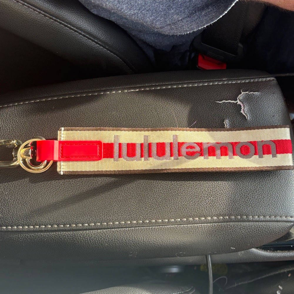 lululemon athletica Cream and Red Key & Card Wristlet Strap